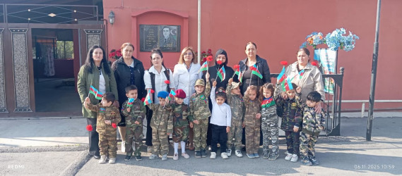 Cəbrayıl rayon 6 saylı Uşaq bağçasının uşaqları şəhid, baş kəşfiyyatçı Hüseynov Elxan Maarif oğlunun ailəsini ziyarət ediblər