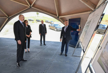 İlham Əliyev və birinci xanım Mehriban Əliyeva Cəbrayıl Rayon Mərkəzi Xəstəxanasının binasının tikintisi ilə tanış olublar