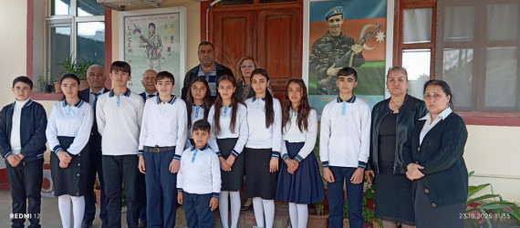 Cəbrayıl rayonu üzrə Uşaq Səfirlər Məclisinin fəalları şəhid Süleymanov Əyyub Rasim oğlunun ailəsini ziyarət ediblər